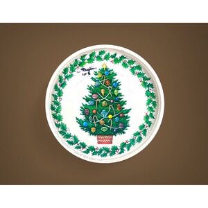 Vintage‎ Christmas Serving Tray or Decor Tree and Holly 1960s? AS IS
